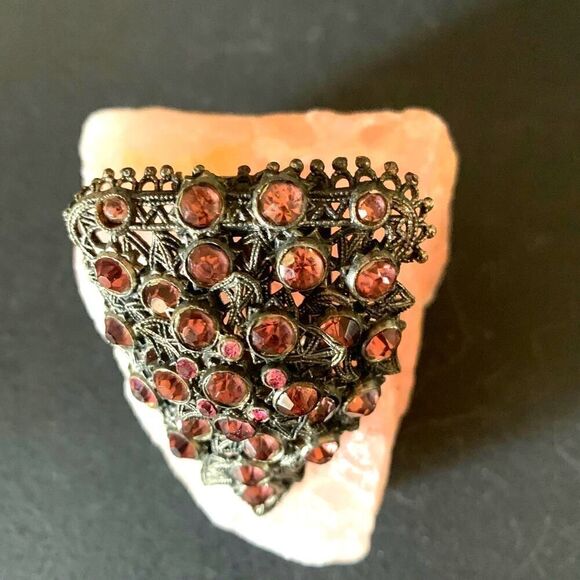 Work of Art Antique Metal work Shield Dress pin, Unmarked - Picture 1 of 6